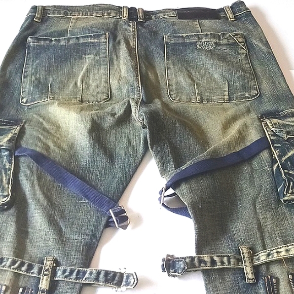 NWT Valabasas Uniquely Designed Distressed Acid Wash Blue Jeans Size 40 - Picture 5 of 16